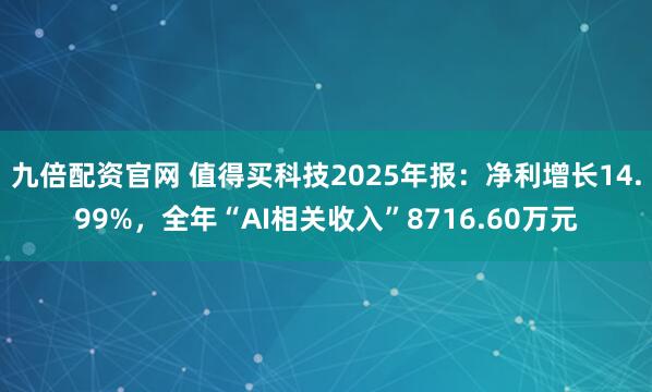 九倍配资官网 值得买科技2025年报：净利增长14.99%，全年“AI相关收入”8716.60万元